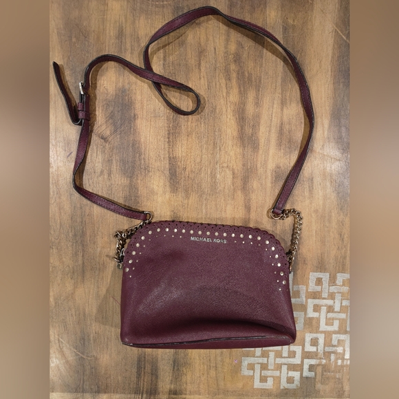 Michael Kors Handbags - Michael Kors Cindy Dome Scalloped Edge Crossbody Burgundy Plum Bag